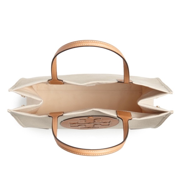 Tory Burch Ella Leather Canvas Tote Natural - Picture 3 of 16